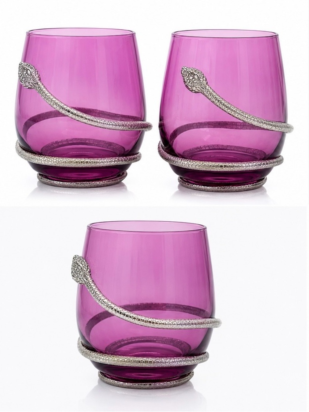 Rare Purple Serpent Halloween Stemless Wine Glasses — Set of 2